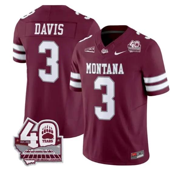 Brooks Davis Jersey #3 Montana Grizzlies 2026 Limited All Stitched 4 Brooks Davis Jersey #3 Montana Grizzlies 2026 Limited All Stitched by My Store NCAA Football Jerseys