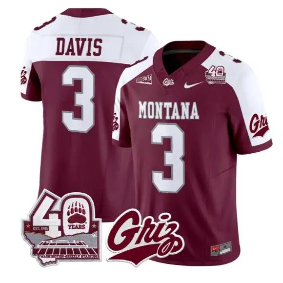 Brooks Davis Jersey #3 Montana Grizzlies 2026 Limited All Stitched 3 Brooks Davis Jersey #3 Montana Grizzlies 2026 Limited All Stitched by My Store NCAA Football Jerseys