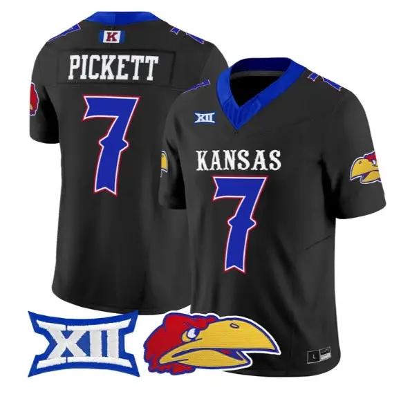 Cam Pickett Jersey #7 Kansas Jayhawks 2026 Vapor Limited Stitched by My Store NCAA Football Jerseys