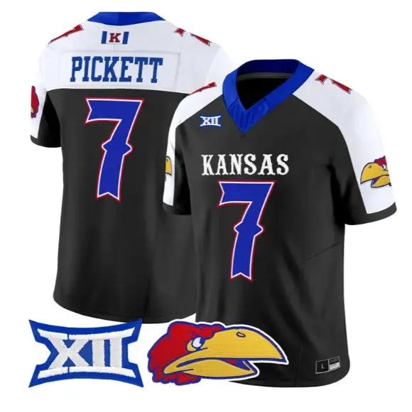 Cam Pickett Jersey #7 Kansas Jayhawks 2026 Vapor Limited Stitched by My Store NCAA Football Jerseys