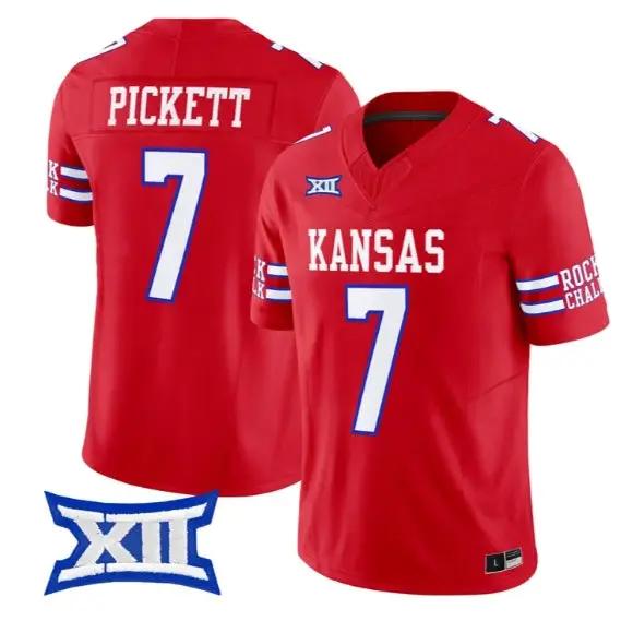 Cam Pickett Jersey #7 Kansas Jayhawks 2026 Vapor Limited Stitched by My Store NCAA Football Jerseys