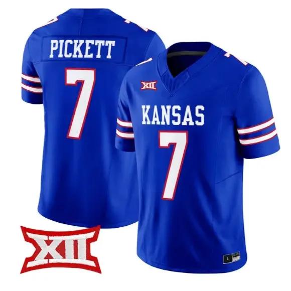 Cam Pickett Jersey #7 Kansas Jayhawks 2026 Vapor Limited Stitched by My Store NCAA Football Jerseys