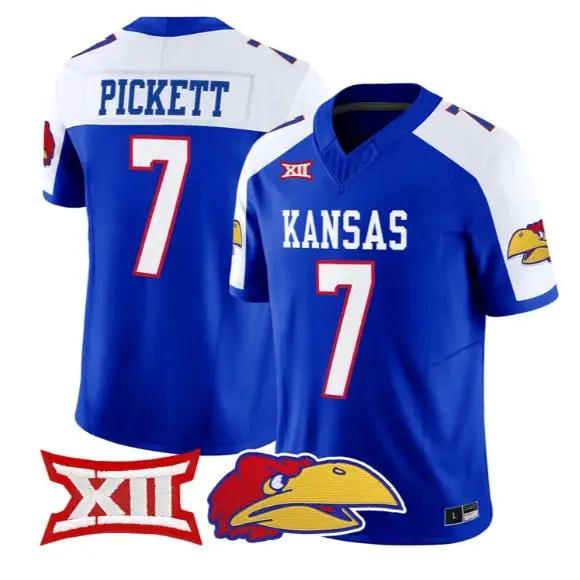 Cam Pickett Jersey #7 Kansas Jayhawks 2026 Vapor Limited Stitched by My Store NCAA Football Jerseys