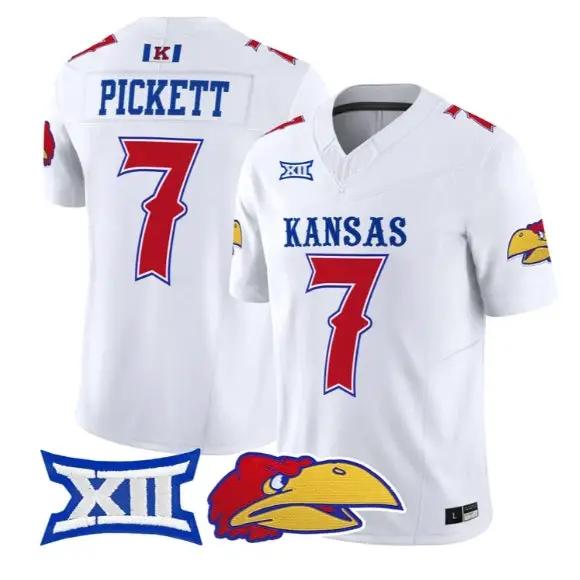 Cam Pickett Jersey #7 Kansas Jayhawks 2026 Vapor Limited Stitched by My Store NCAA Football Jerseys