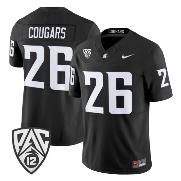 Cougars Jersey #26 Washington State Cougars 2026 Vapor Stitched Black Alter by My Store NCAA Football Jerseys