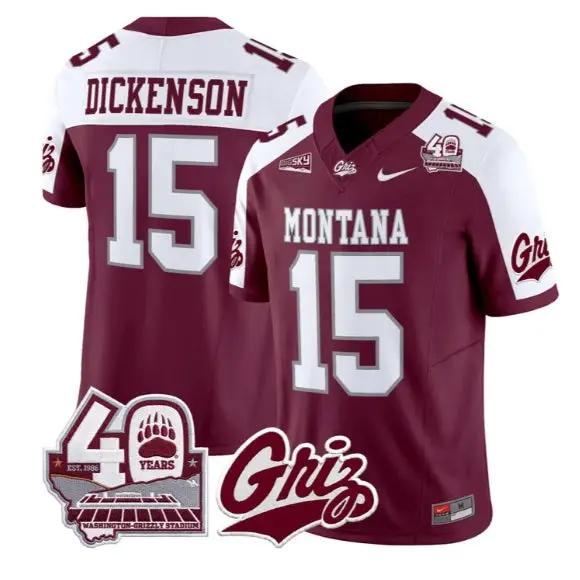 Dave Dickenson Jersey #15 Montana Grizzlies 2026 Limited Stitched by My Store NCAA Football Jerseys