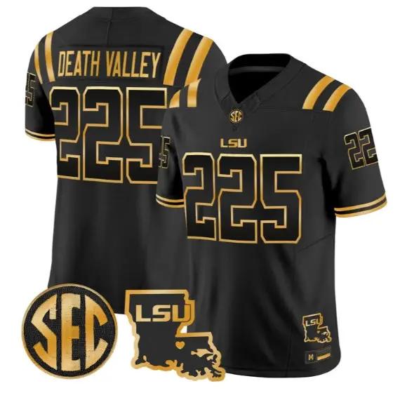 Death Valley #225 LSU Tigers 2026 Louisiana Patch Gold All Stitched by My Store NCAA Football Jerseys