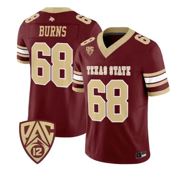 Sully Burns Jersey #68 Texas State Bobcats 2026 Vapor All Stitched by My Store NCAA Football Jerseys