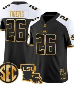 Tigers #26 LSU Tigers 2026 Louisiana Patch Gold Vapor All Stitched by My Store NCAA Football Jerseys
