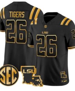 Tigers #26 LSU Tigers 2026 Louisiana Patch Gold Vapor All Stitched by My Store NCAA Football Jerseys