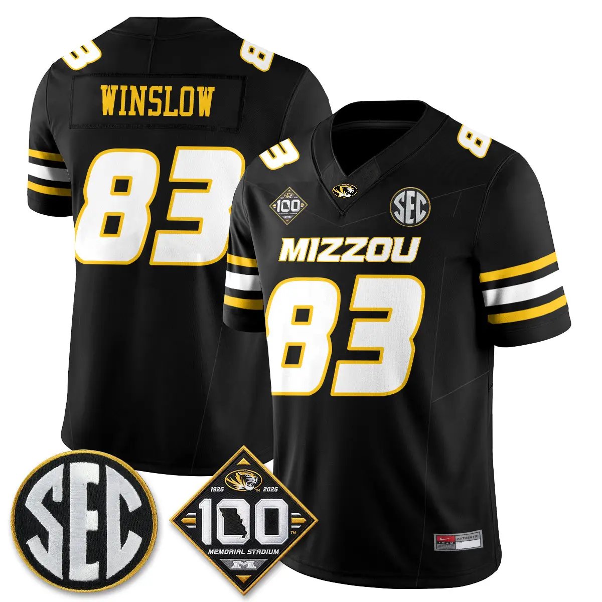 Missouri Tigers 100th Anniversary of Memorial Stadium Vapor Jersey - Stitched 3 MIZZ 100th Anniversary of Memorial Stadium Vapor Jersey - Stitched by Missouri Tigers