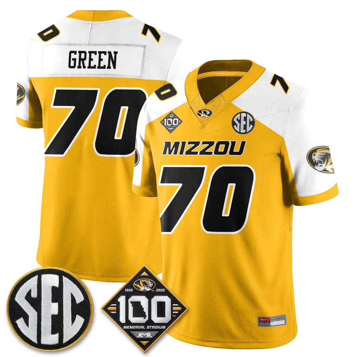 Missouri Tigers 100th Anniversary of Memorial Stadium Vapor Jersey - Stitched 31 MIZZ 100th Anniversary of Memorial Stadium Vapor Jersey - Stitched by Missouri Tigers