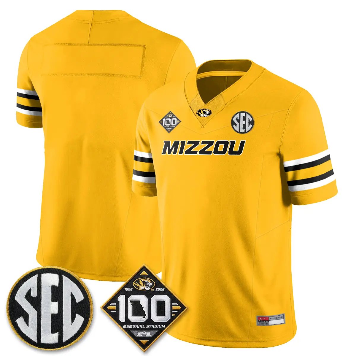Missouri Tigers 100th Anniversary of Memorial Stadium Vapor Jersey - Stitched 24 MIZZ 100th Anniversary of Memorial Stadium Vapor Jersey - Stitched by Missouri Tigers