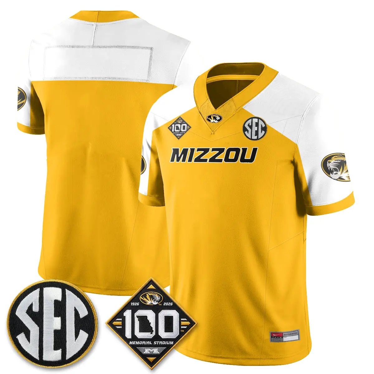 Missouri Tigers 100th Anniversary of Memorial Stadium Vapor Jersey - Stitched 36 MIZZ 100th Anniversary of Memorial Stadium Vapor Jersey - Stitched by Missouri Tigers