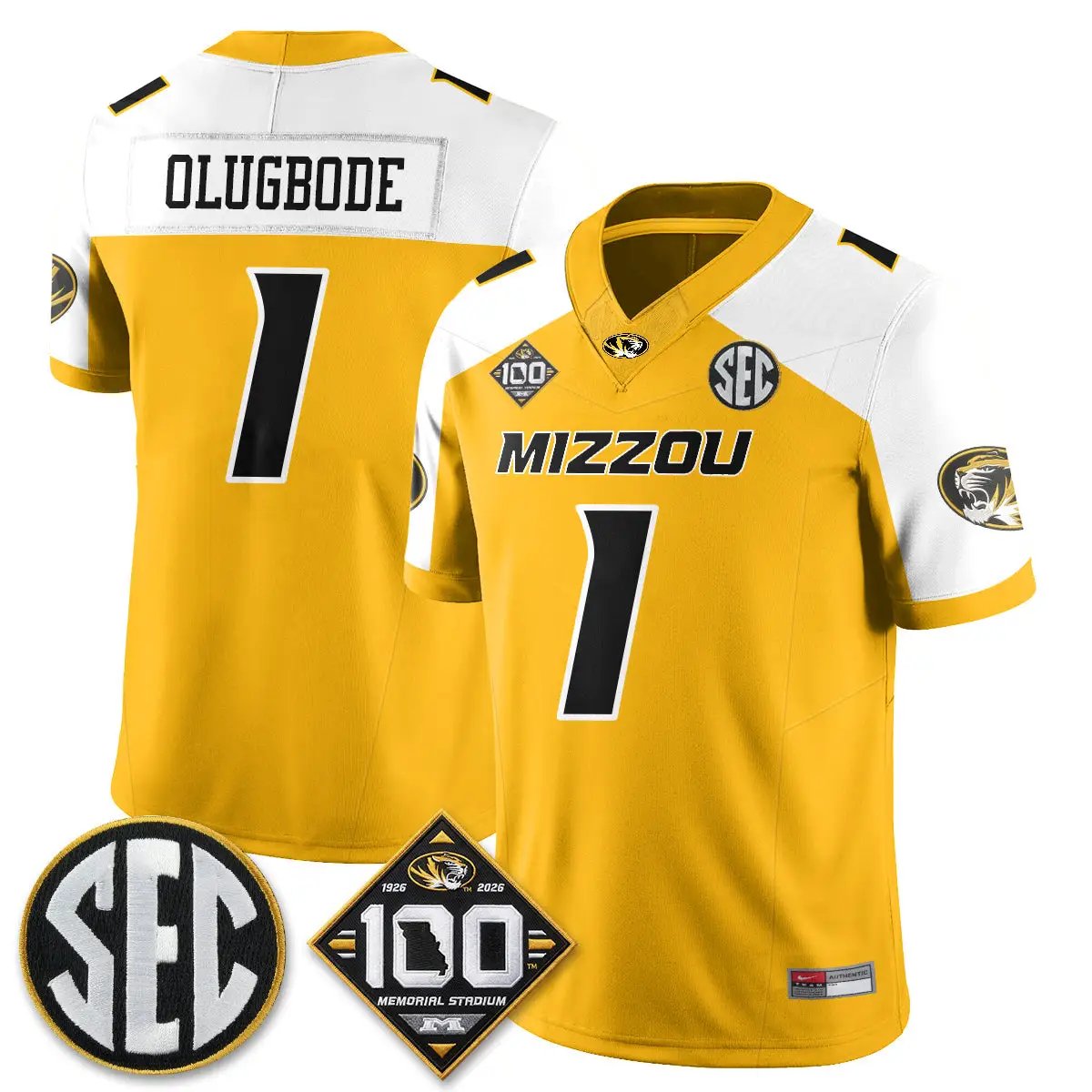 Missouri Tigers 100th Anniversary of Memorial Stadium Vapor Jersey - Stitched 32 MIZZ 100th Anniversary of Memorial Stadium Vapor Jersey - Stitched by Missouri Tigers
