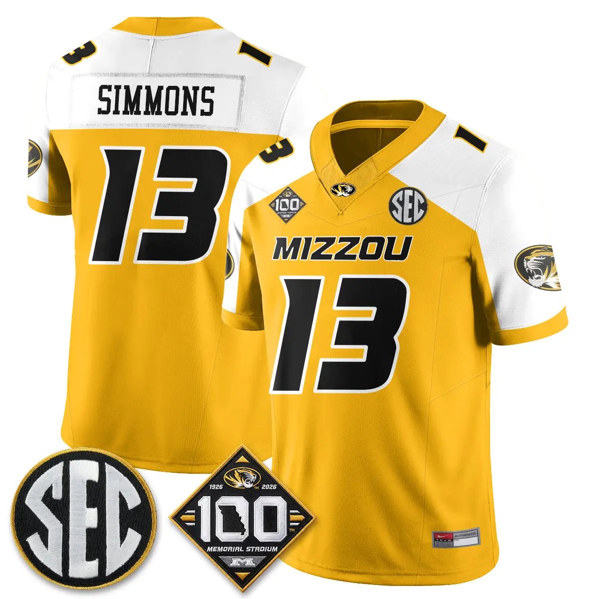 Missouri Tigers 100th Anniversary of Memorial Stadium Vapor Jersey - Stitched 25 MIZZ 100th Anniversary of Memorial Stadium Vapor Jersey - Stitched by Missouri Tigers