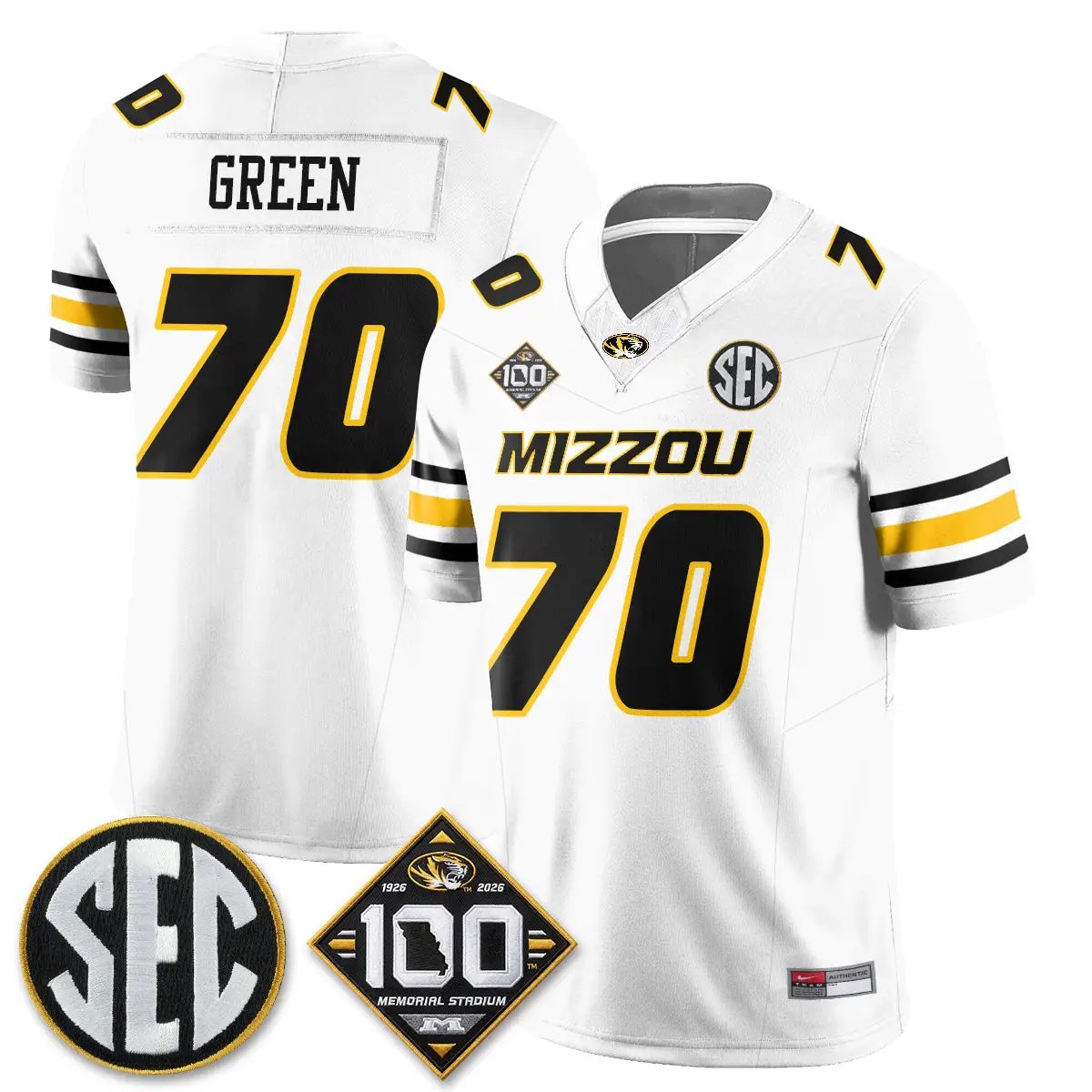 Missouri Tigers 100th Anniversary of Memorial Stadium Vapor Jersey - Stitched 43 MIZZ 100th Anniversary of Memorial Stadium Vapor Jersey - Stitched by Missouri Tigers