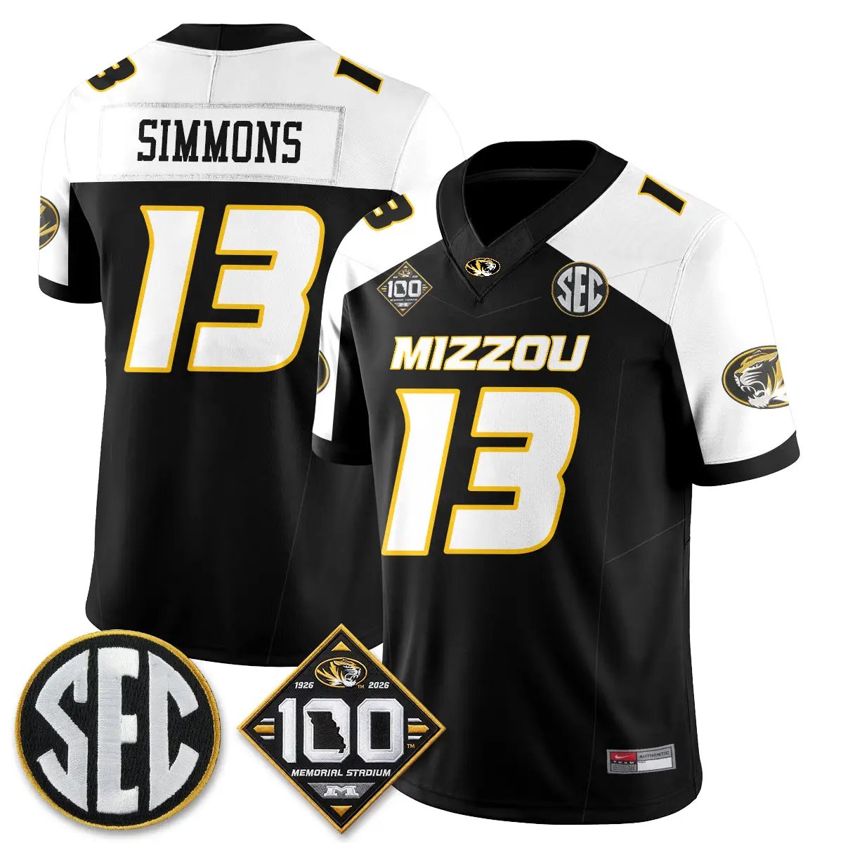Missouri Tigers 100th Anniversary of Memorial Stadium Vapor Jersey - Stitched 49 MIZZ 100th Anniversary of Memorial Stadium Vapor Jersey - Stitched by Missouri Tigers