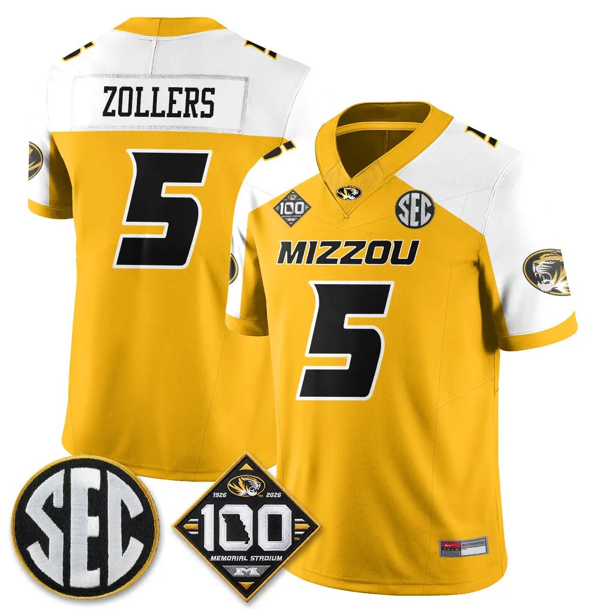 Missouri Tigers 100th Anniversary of Memorial Stadium Vapor Jersey - Stitched 29 MIZZ 100th Anniversary of Memorial Stadium Vapor Jersey - Stitched by Missouri Tigers