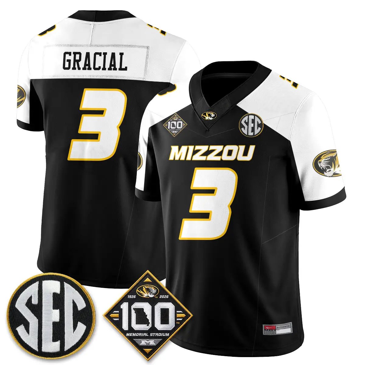 Missouri Tigers 100th Anniversary of Memorial Stadium Vapor Jersey - Stitched 58 MIZZ 100th Anniversary of Memorial Stadium Vapor Jersey - Stitched by Missouri Tigers