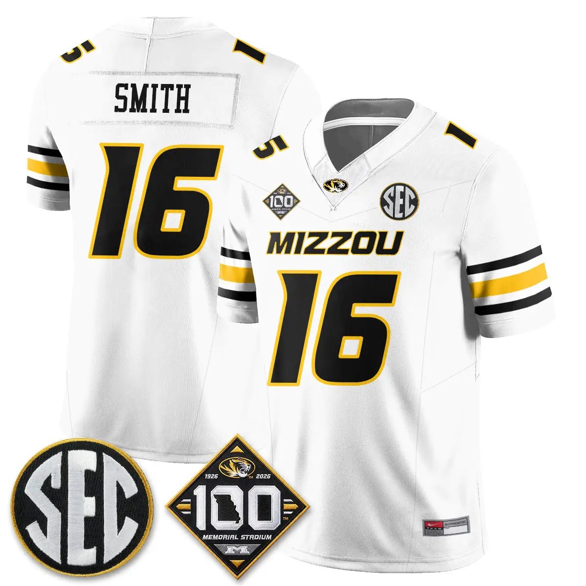 Missouri Tigers 100th Anniversary of Memorial Stadium Vapor Jersey - Stitched 38 MIZZ 100th Anniversary of Memorial Stadium Vapor Jersey - Stitched by Missouri Tigers