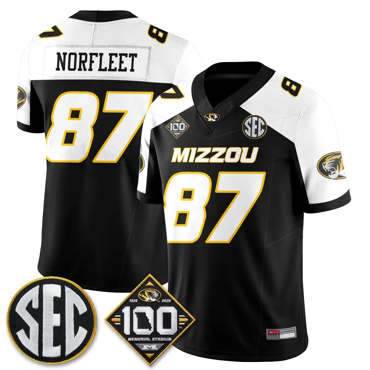 Missouri Tigers 100th Anniversary of Memorial Stadium Vapor Jersey - Stitched 54 MIZZ 100th Anniversary of Memorial Stadium Vapor Jersey - Stitched by Missouri Tigers