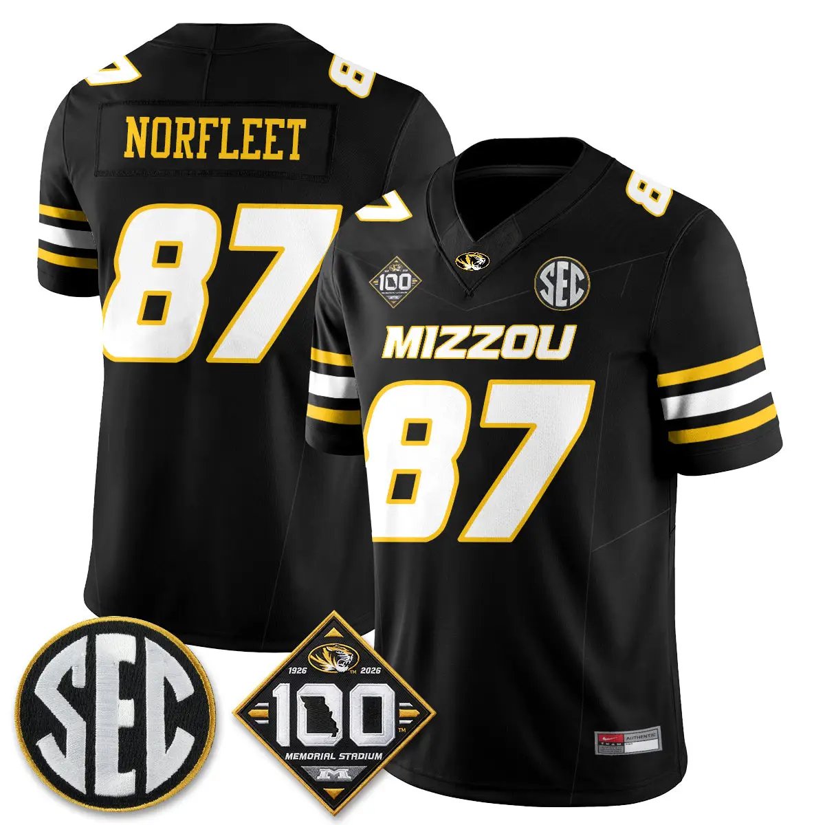 Missouri Tigers 100th Anniversary of Memorial Stadium Vapor Jersey - Stitched 6 MIZZ 100th Anniversary of Memorial Stadium Vapor Jersey - Stitched by Missouri Tigers