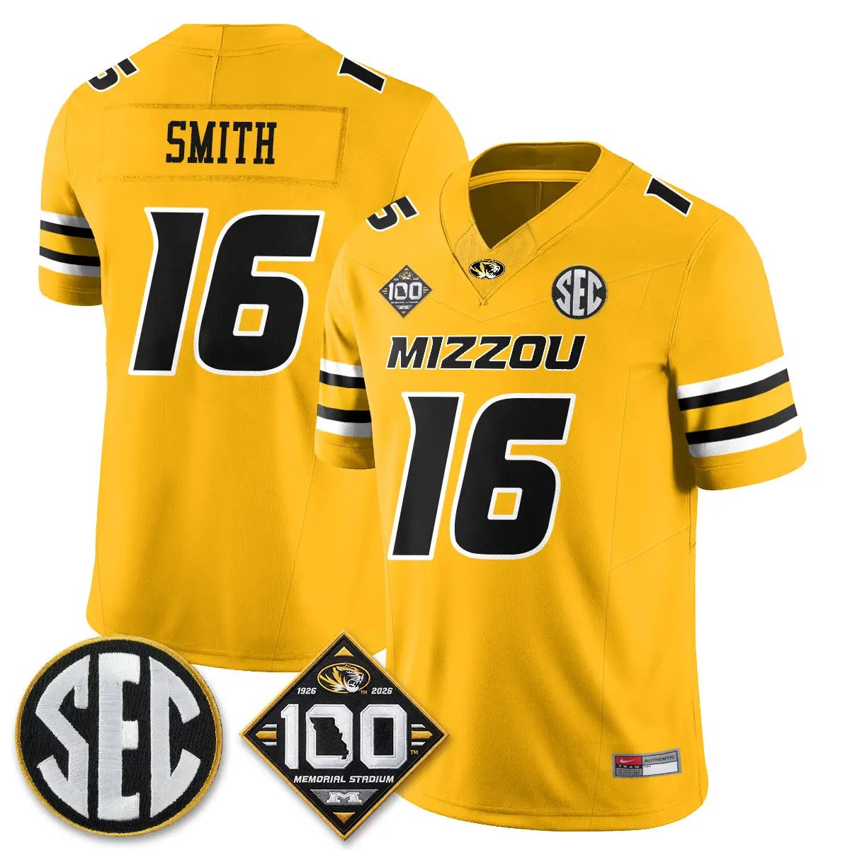 Missouri Tigers 100th Anniversary of Memorial Stadium Vapor Jersey - Stitched 14 MIZZ 100th Anniversary of Memorial Stadium Vapor Jersey - Stitched by Missouri Tigers