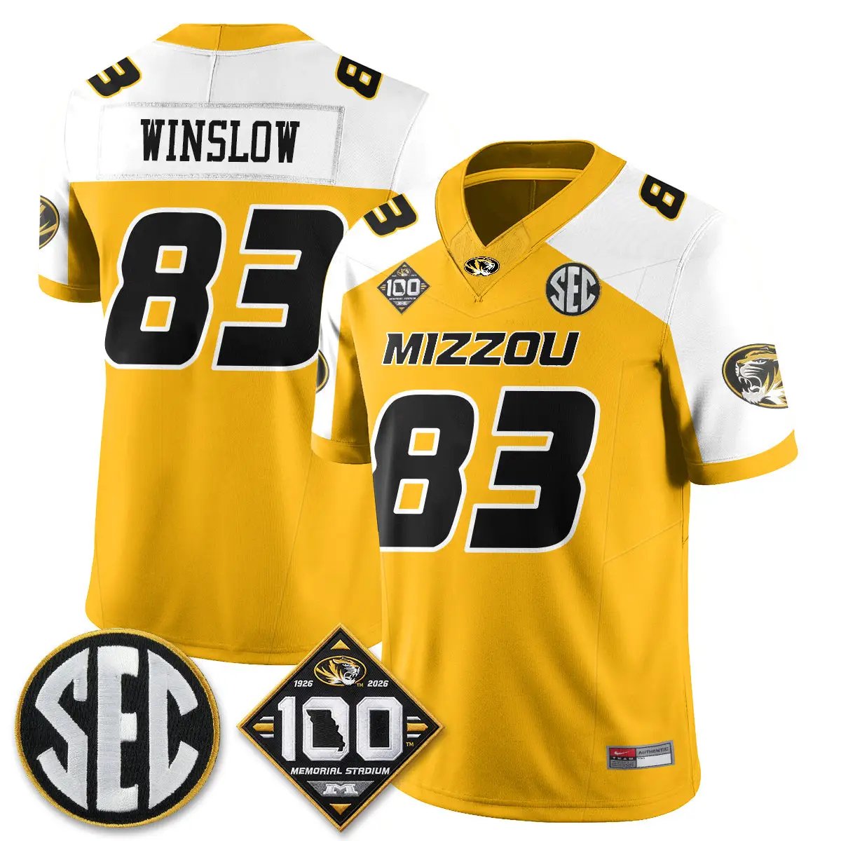 Missouri Tigers 100th Anniversary of Memorial Stadium Vapor Jersey - Stitched 27 MIZZ 100th Anniversary of Memorial Stadium Vapor Jersey - Stitched by Missouri Tigers