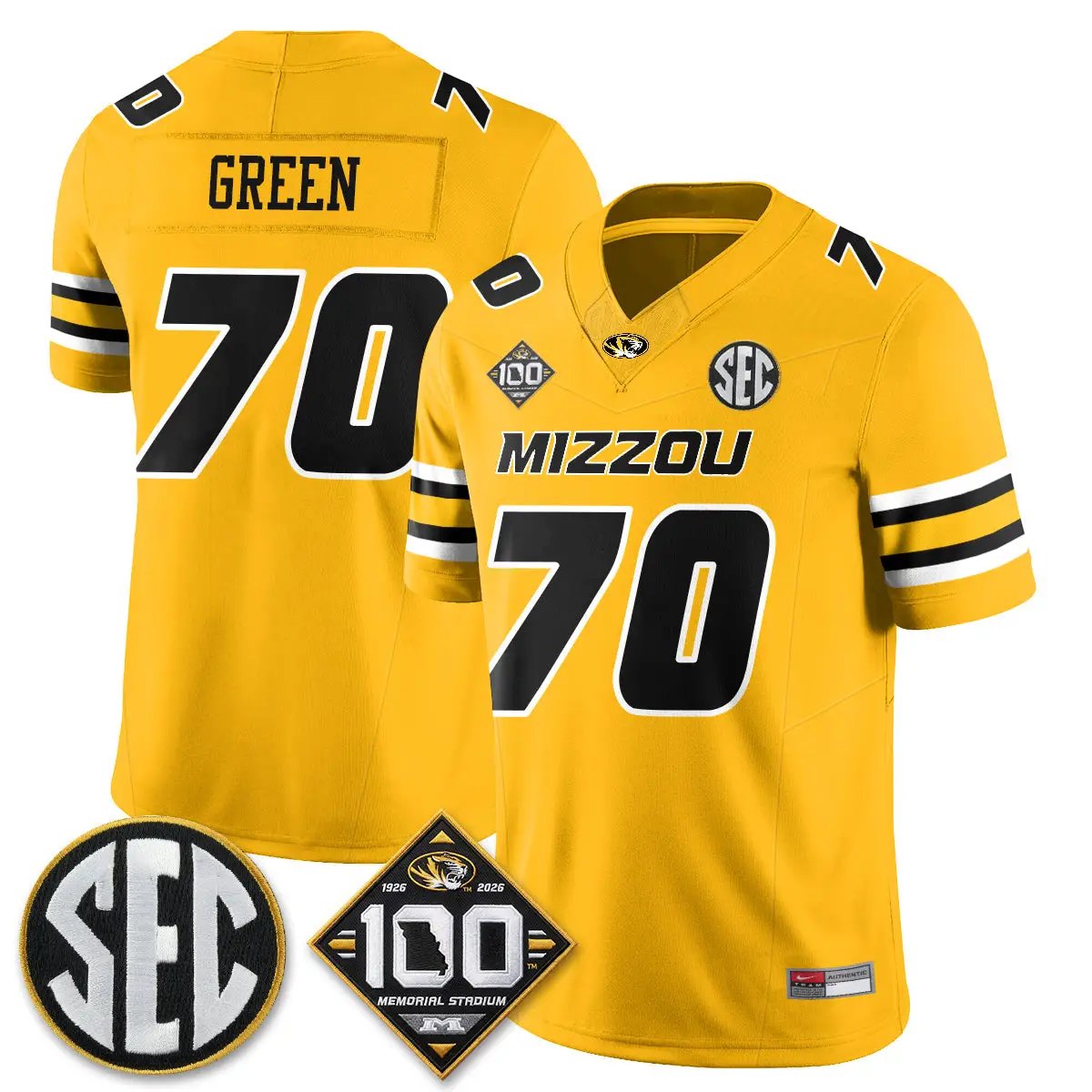Missouri Tigers 100th Anniversary of Memorial Stadium Vapor Jersey - Stitched 19 MIZZ 100th Anniversary of Memorial Stadium Vapor Jersey - Stitched by Missouri Tigers