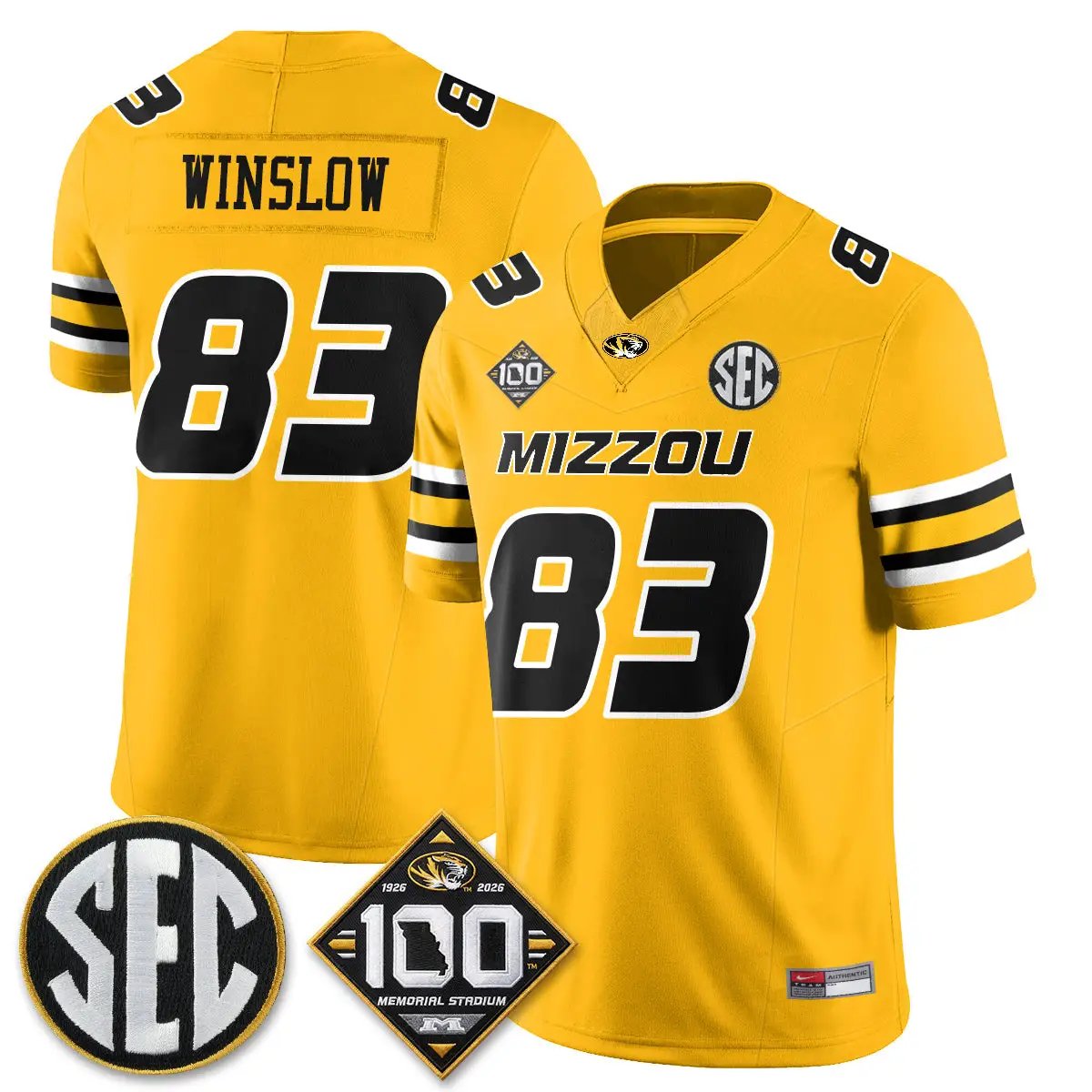 Missouri Tigers 100th Anniversary of Memorial Stadium Vapor Jersey - Stitched 15 MIZZ 100th Anniversary of Memorial Stadium Vapor Jersey - Stitched by Missouri Tigers