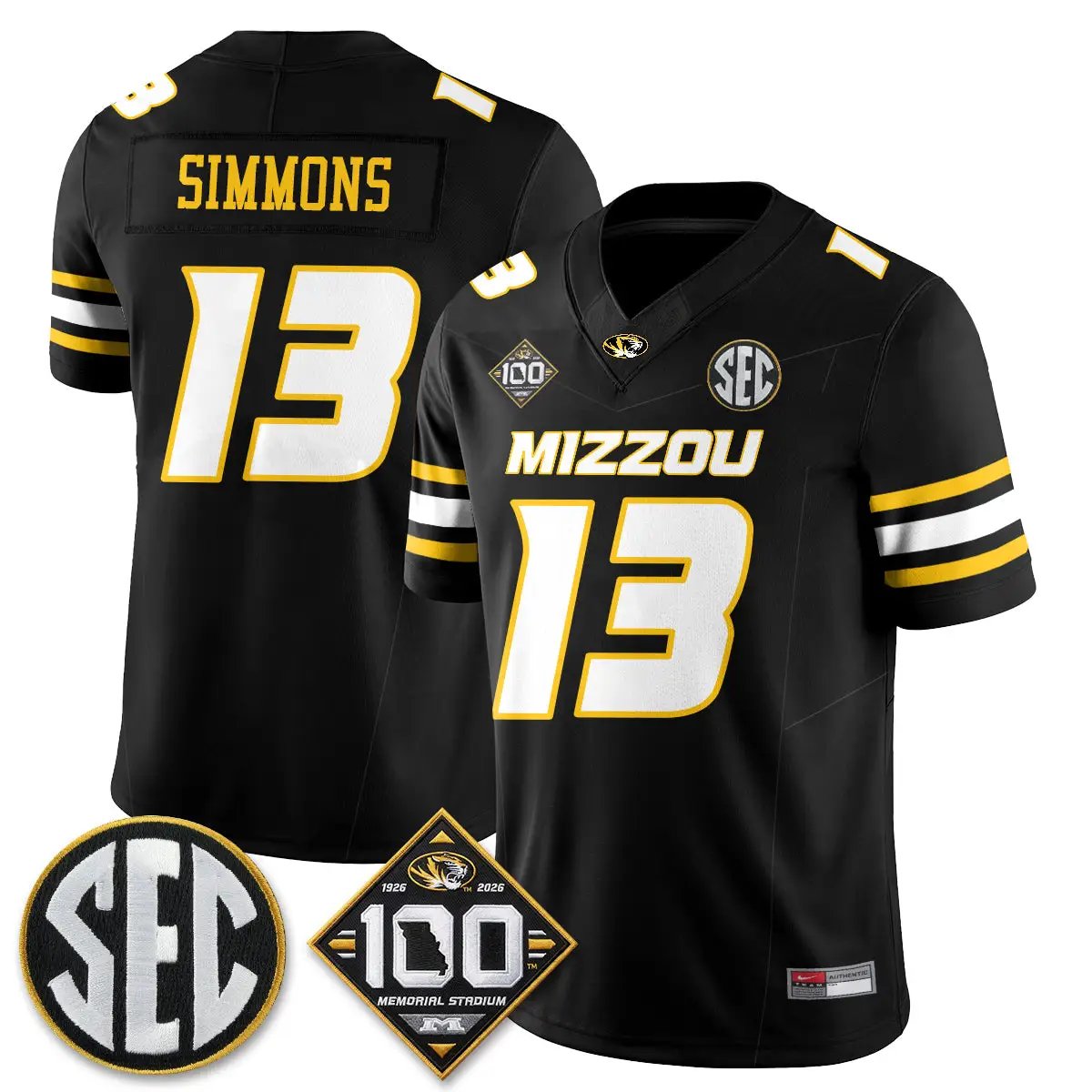 Missouri Tigers 100th Anniversary of Memorial Stadium Vapor Jersey - Stitched 1 MIZZ 100th Anniversary of Memorial Stadium Vapor Jersey - Stitched by Missouri Tigers