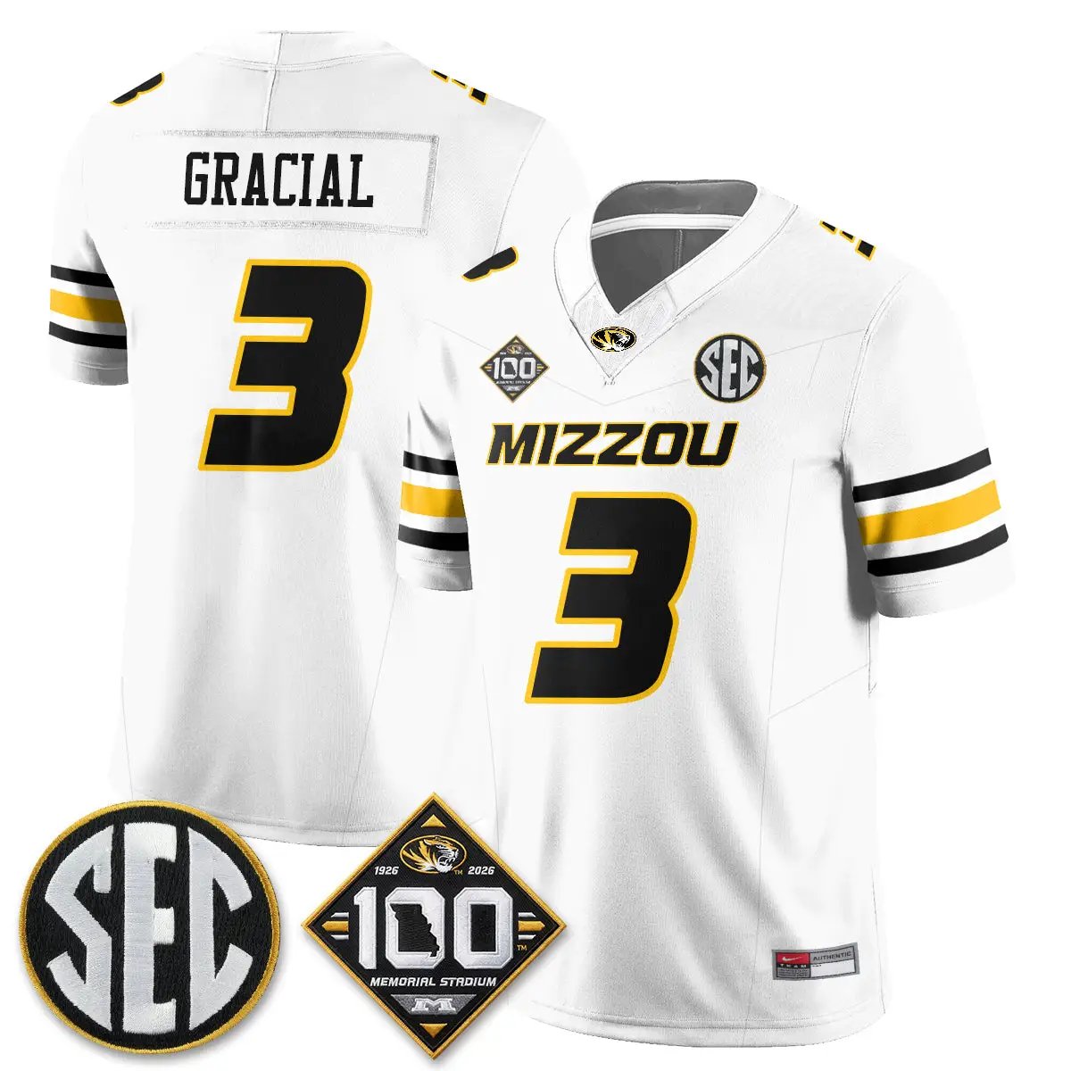 Missouri Tigers 100th Anniversary of Memorial Stadium Vapor Jersey - Stitched 46 MIZZ 100th Anniversary of Memorial Stadium Vapor Jersey - Stitched by Missouri Tigers
