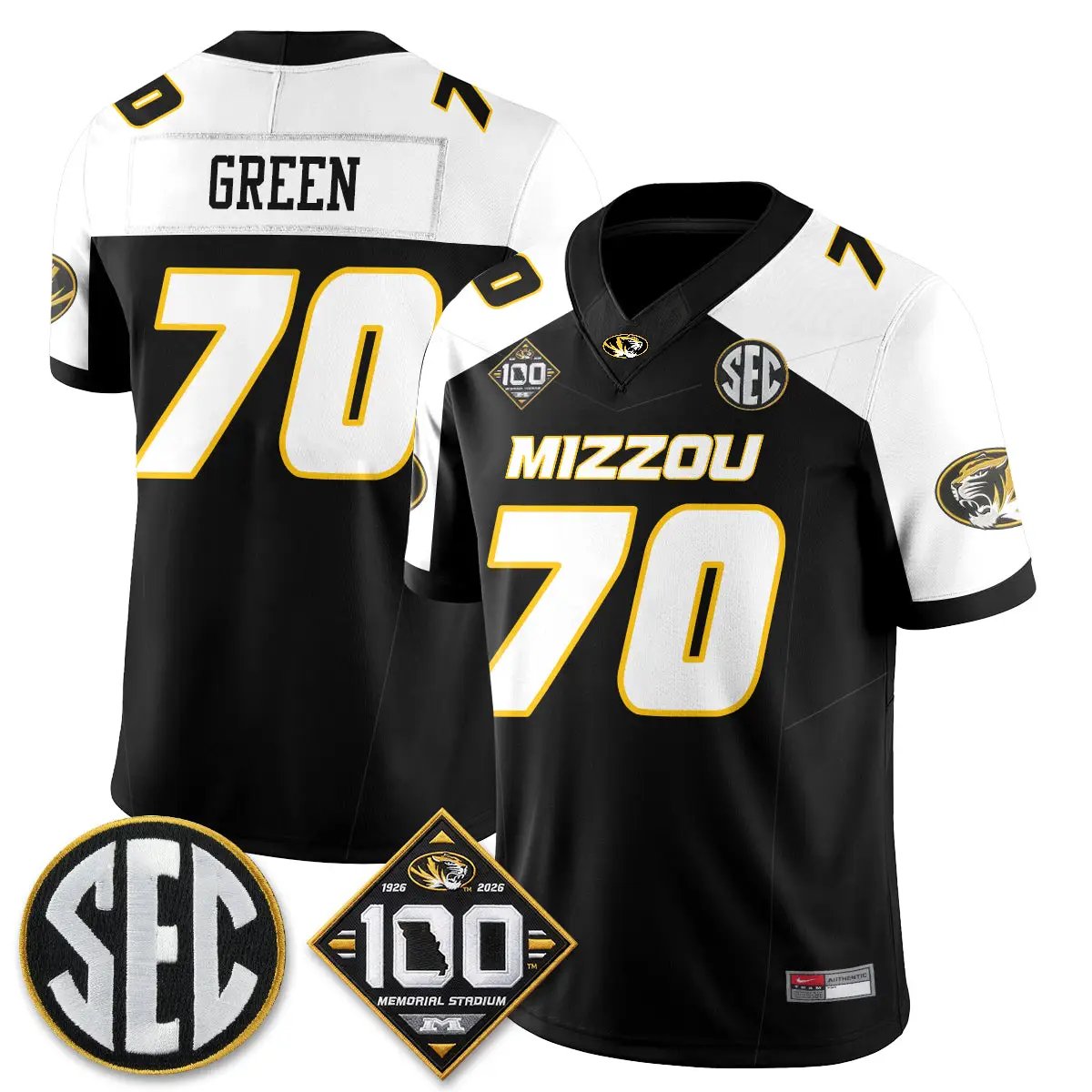 Missouri Tigers 100th Anniversary of Memorial Stadium Vapor Jersey - Stitched 55 MIZZ 100th Anniversary of Memorial Stadium Vapor Jersey - Stitched by Missouri Tigers