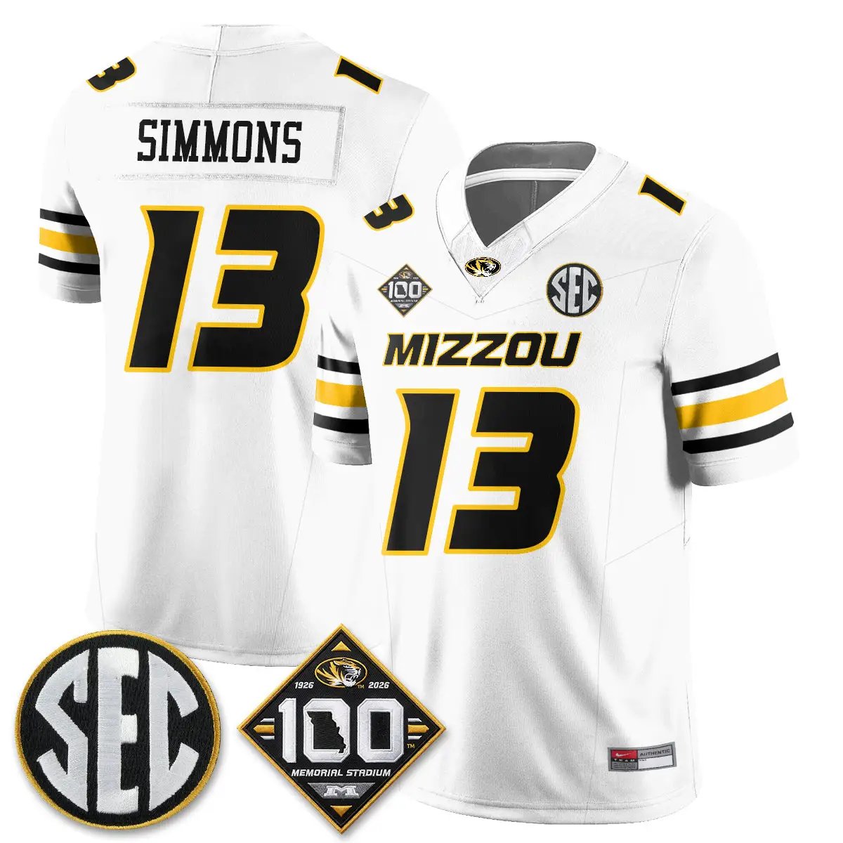 Missouri Tigers 100th Anniversary of Memorial Stadium Vapor Jersey - Stitched 37 MIZZ 100th Anniversary of Memorial Stadium Vapor Jersey - Stitched by Missouri Tigers