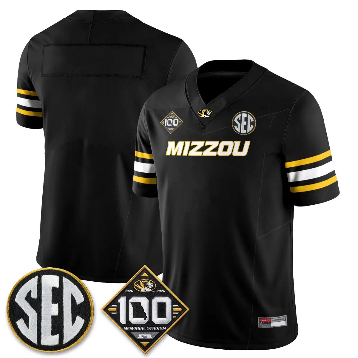 Missouri Tigers 100th Anniversary of Memorial Stadium Vapor Jersey - Stitched 12 MIZZ 100th Anniversary of Memorial Stadium Vapor Jersey - Stitched by Missouri Tigers