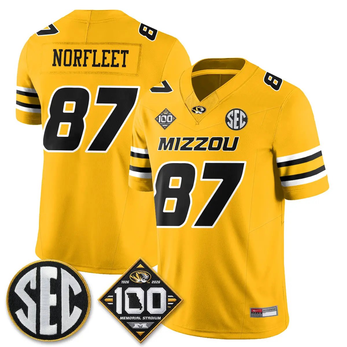 Missouri Tigers 100th Anniversary of Memorial Stadium Vapor Jersey - Stitched 18 MIZZ 100th Anniversary of Memorial Stadium Vapor Jersey - Stitched by Missouri Tigers