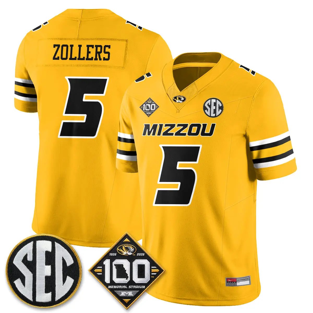 Missouri Tigers 100th Anniversary of Memorial Stadium Vapor Jersey - Stitched 17 MIZZ 100th Anniversary of Memorial Stadium Vapor Jersey - Stitched by Missouri Tigers