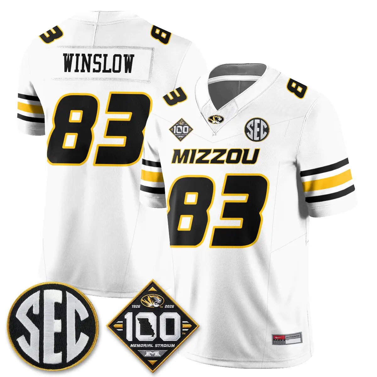 Missouri Tigers 100th Anniversary of Memorial Stadium Vapor Jersey - Stitched 39 MIZZ 100th Anniversary of Memorial Stadium Vapor Jersey - Stitched by Missouri Tigers
