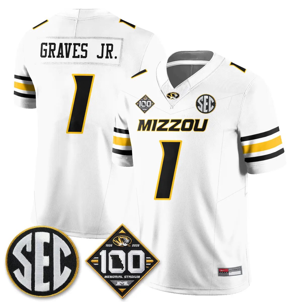 Missouri Tigers 100th Anniversary of Memorial Stadium Vapor Jersey - Stitched 47 MIZZ 100th Anniversary of Memorial Stadium Vapor Jersey - Stitched by Missouri Tigers