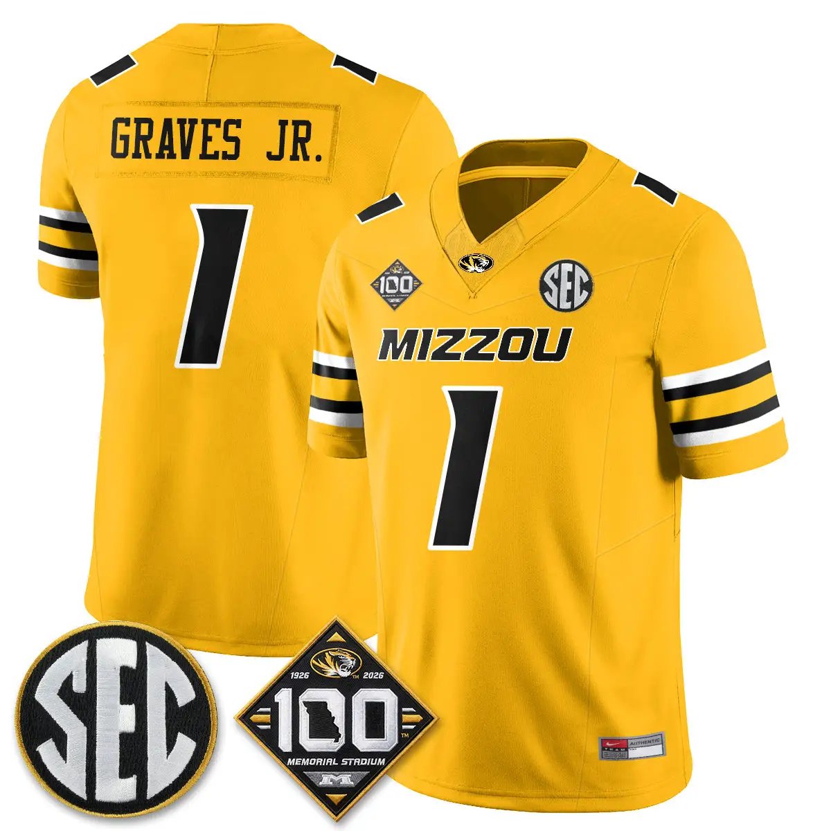 Missouri Tigers 100th Anniversary of Memorial Stadium Vapor Jersey - Stitched 23 MIZZ 100th Anniversary of Memorial Stadium Vapor Jersey - Stitched by Missouri Tigers