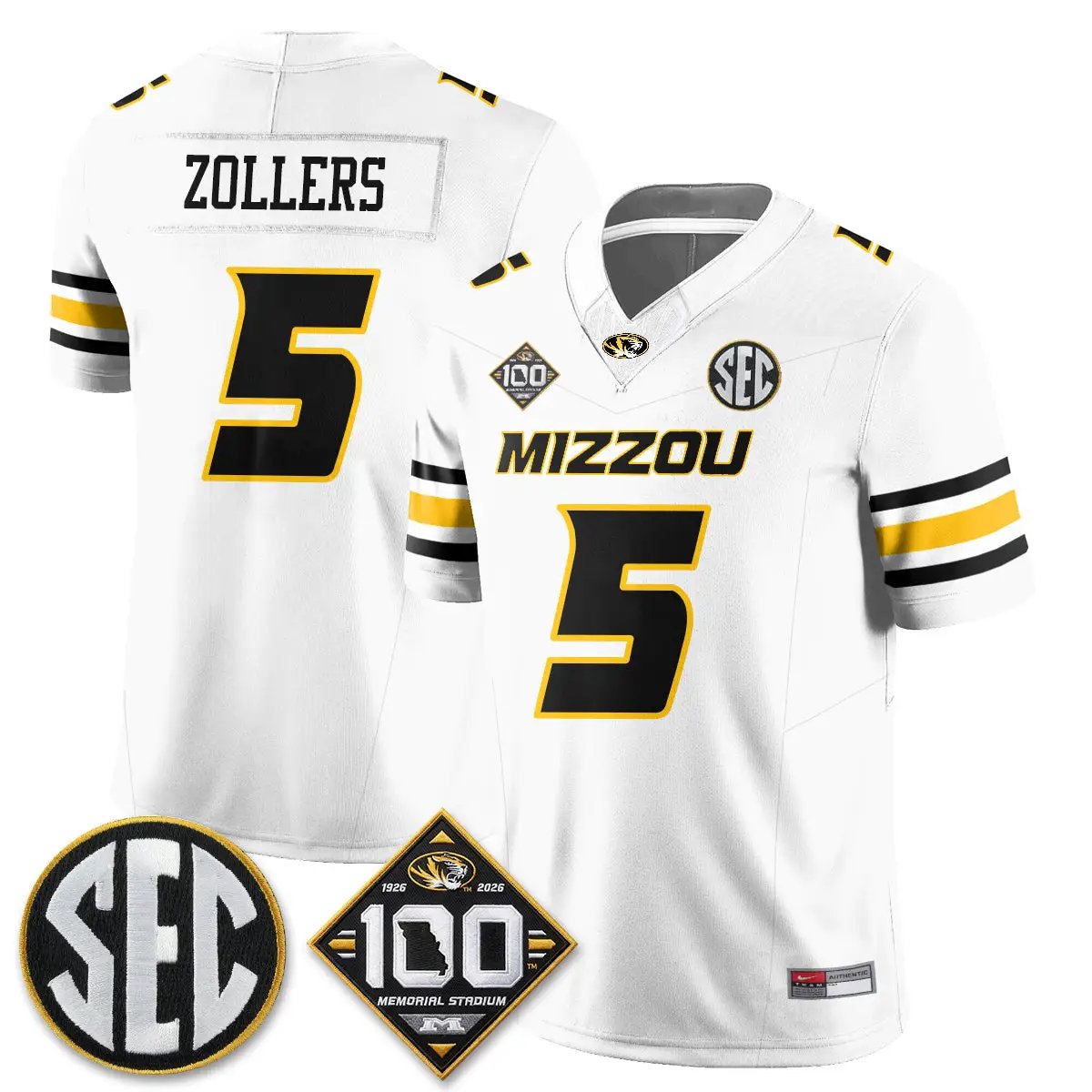 Missouri Tigers 100th Anniversary of Memorial Stadium Vapor Jersey - Stitched 41 MIZZ 100th Anniversary of Memorial Stadium Vapor Jersey - Stitched by Missouri Tigers