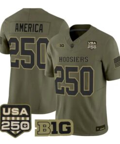America Jersey #250 Indiana Hoosiers 2026 Salute to Service All Stitched Olive by My Store NCAA Football Jerseys