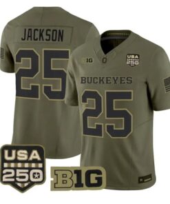 Bo Jackson Jersey #25 Ohio State Buckeyes 2026 Salute to Service Stitched Olive by My Store NCAA Football Jerseys