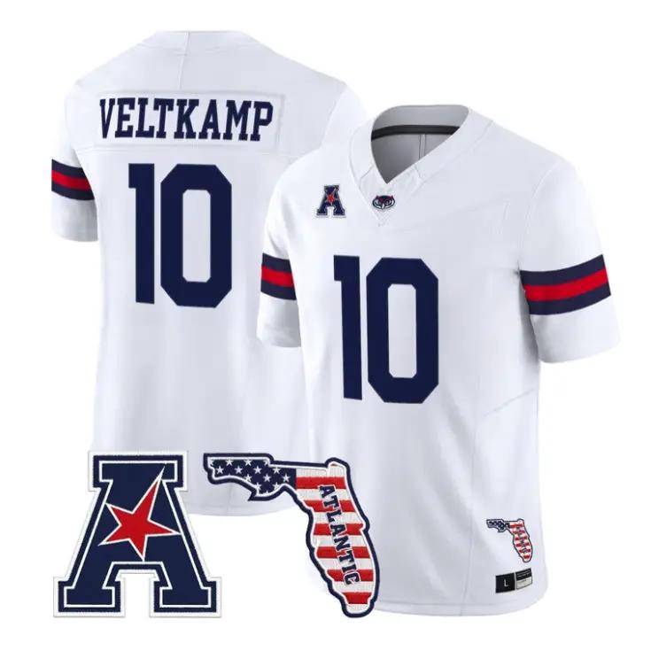 Caden Veltkamp Jersey #10 Florida Atlantic Owls 2026 Florida Patch Stitched by My Store NCAA Football Jerseys
