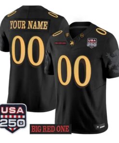 Custom Army Black Knights Jersey 2026 Big Red One USA 250 Patch Vapor Stitched by My Store NCAA Football Jerseys