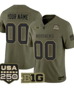 Custom Indiana Hoosiers Jersey 2026 Salute to Service Vapor All Stitched Olive by My Store NCAA Football Jerseys