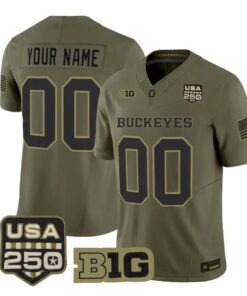 Custom Ohio State Buckeyes Jersey 2026 Salute to Service Stitched Olive by My Store NCAA Football Jerseys