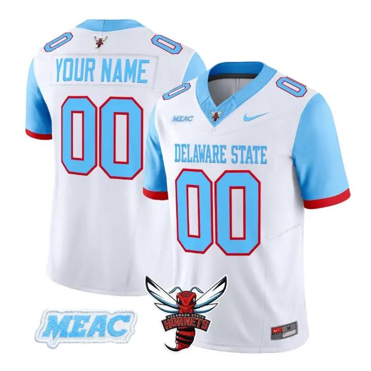 Custom_Delaware_State_Hornets_Jersey_Name_Number_2026_Vapor_Stitched_White - Daily Sport Fan Custom Delaware State Hornets Jersey Name, Number 2026 Vapor Stitched by My Store NCAA Football Jerseys