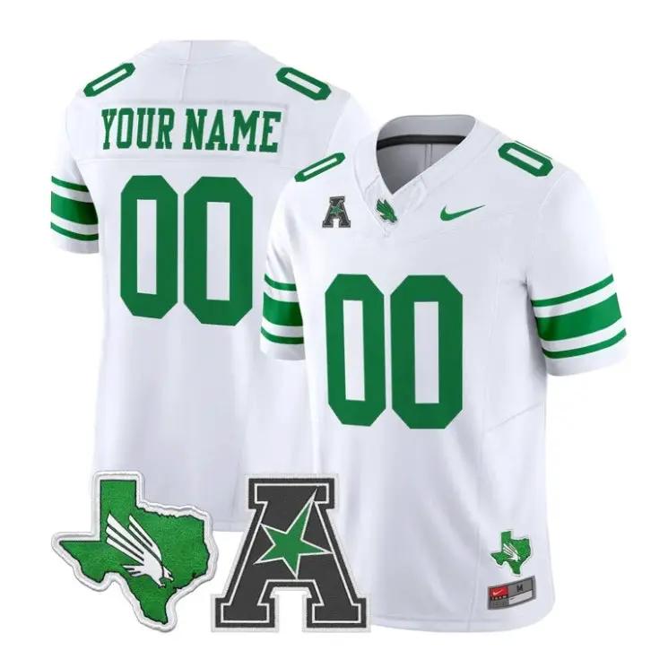 Custom_North_Texas_Mean_Green_Jersey_Name_Number_2026_All_Stitched_White - Daily Sport Fan Custom North Texas Mean Green Jersey Name, Number 2026 All Stitched by My Store NCAA Football Jerseys